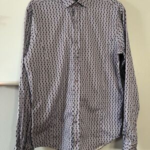 Men's Black and White Patterned Shirt buckle shirt